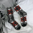 thumbnail image 5 of Rateoe Skull santa hat for Women Casual Calf Socks - Cute Crew Socks - Thin Soft Above Ankle Socks Size 5-11, 5 of 6