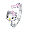 thumbnail image 1 of Sanrio-Conjunto de anillos abiertos de Hello Kitty para pareja y niña, anillo ajustable a la moda, accesorios de joyería, regalo, 1 of 4