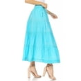 thumbnail image 4 of Sakkas Solid Embroidered Crochet Lace Trim Gypsy Bohemian Mid Length Cotton Skirt - Turquoise - One Size, 4 of 5