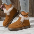 thumbnail image 4 of Mgmyaa Women's Winter Fleece Lined Ankle Boots Round Toe Flat Heel Snow Booties, 4 of 9