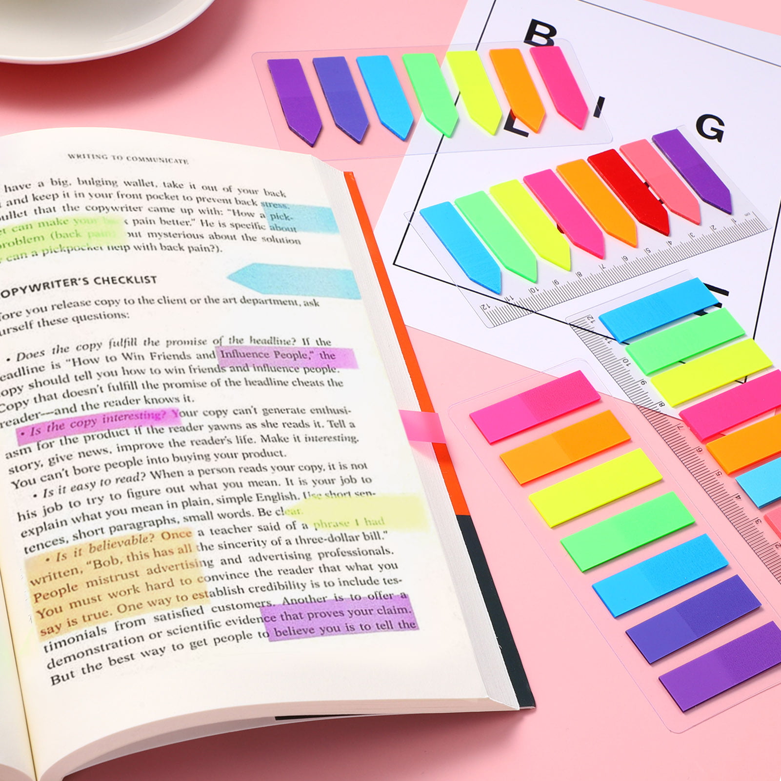 Qweryboo 1440 Pcs Sticky Notes Tabs, Aesthetic Index Tabs, Labeling Tabs  for Page Marker, Writable Arrow Book Index Flag Tabs for Page Marking,  Annotating Books and Student Teacher Supplies(1440) 