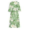 thumbnail image 5 of WFJCJPAF 2025 New Product Autumn Dresses for Women under $10 Black,Women's Summer Printed Fashion Three-quarter Sleeve Turndown Collar Dress - Army Green M, 5 of 5