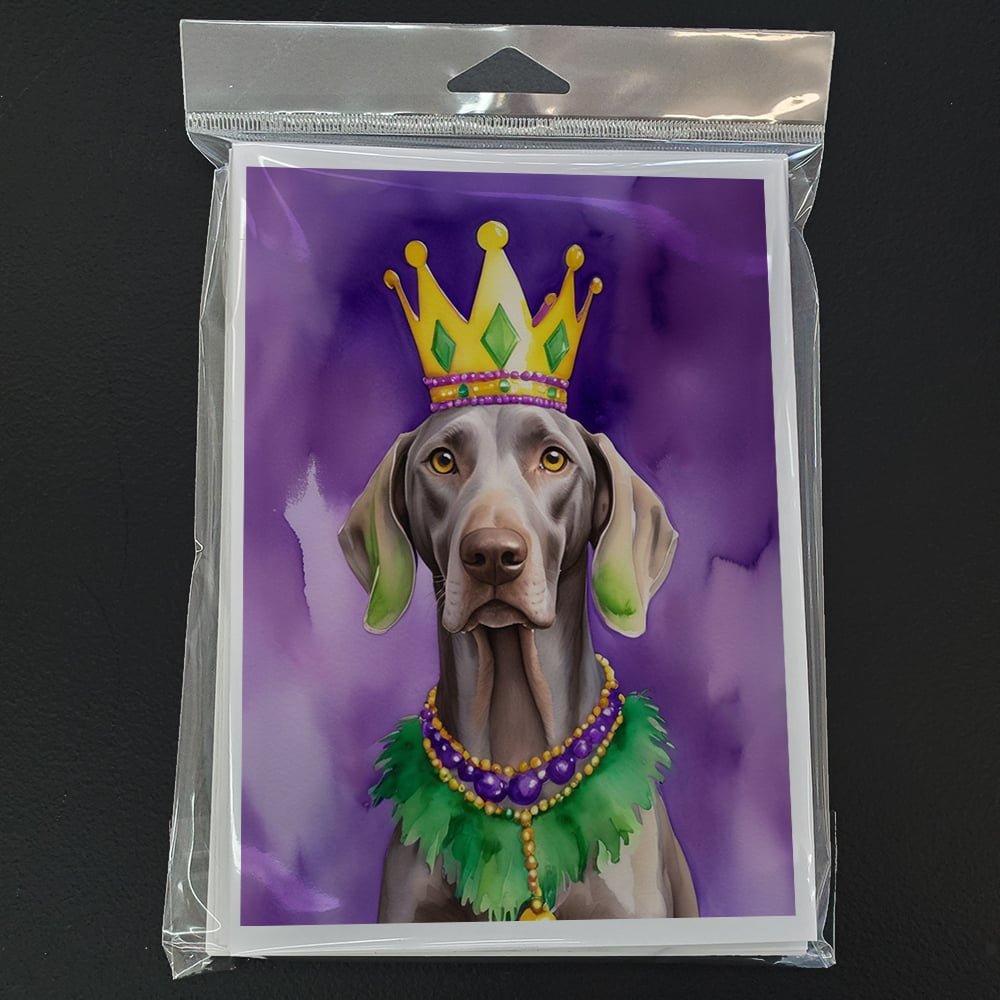 Weimaraner King of Mardi Gras Greeting Cards Pack of 8 7 in x 5 in