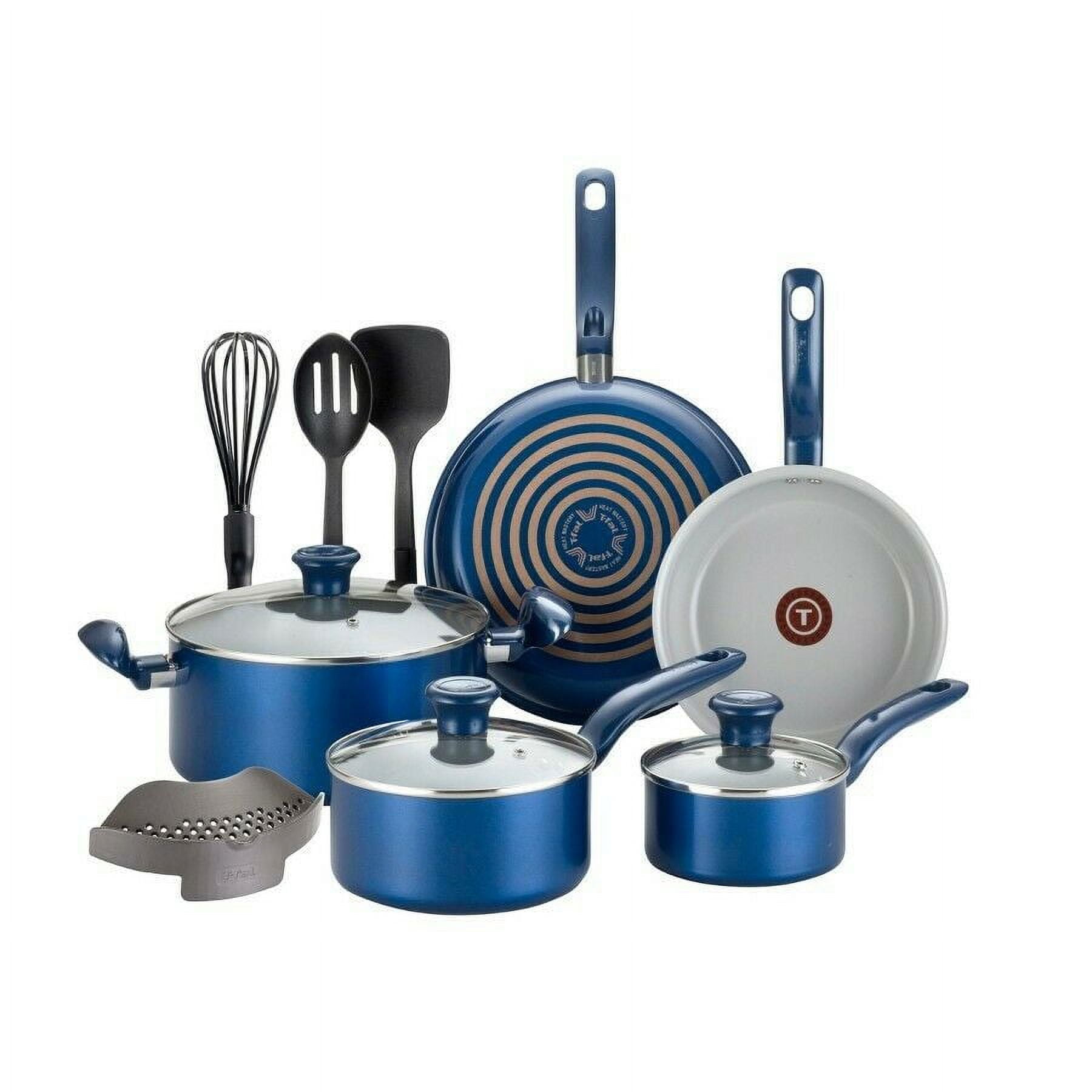 T-Fal® Cook & Strain Non-Stick Pots & Pans Set - Blue, 14 pc - Kroger