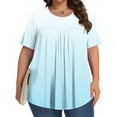 thumbnail image 2 of Uaswgudfs Women's Plus Size V-Neck Blouse Top with Decorative Cutouts and Short Sleeves - Lightweight Minimalist Summer, 2 of 6