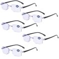 thumbnail image 1 of New Diamond-cut Bifocal Progressive Reading Glasses Men Blue Light Blocking Multifocal Eyewear Ultralight Rimless Eyeglasses 5Pcs +300, 1 of 6