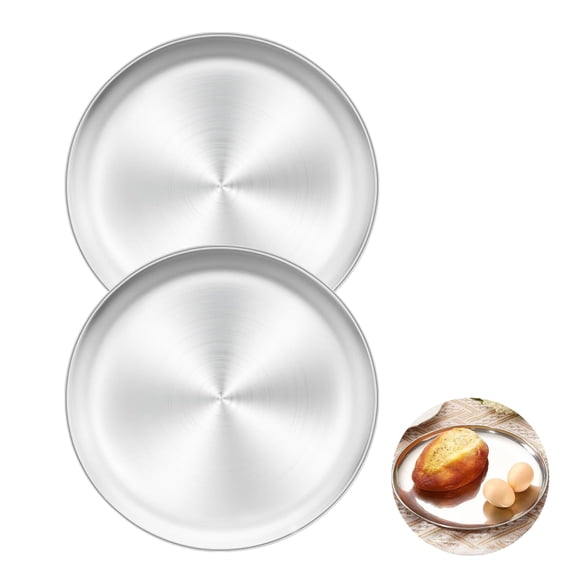 12-Inch Non-Stick Pizza Pan 2Pcs, Silver Stainless Steel Round Baking Pan, Dishwasher Safe for Home Oven & Kitchen Baking