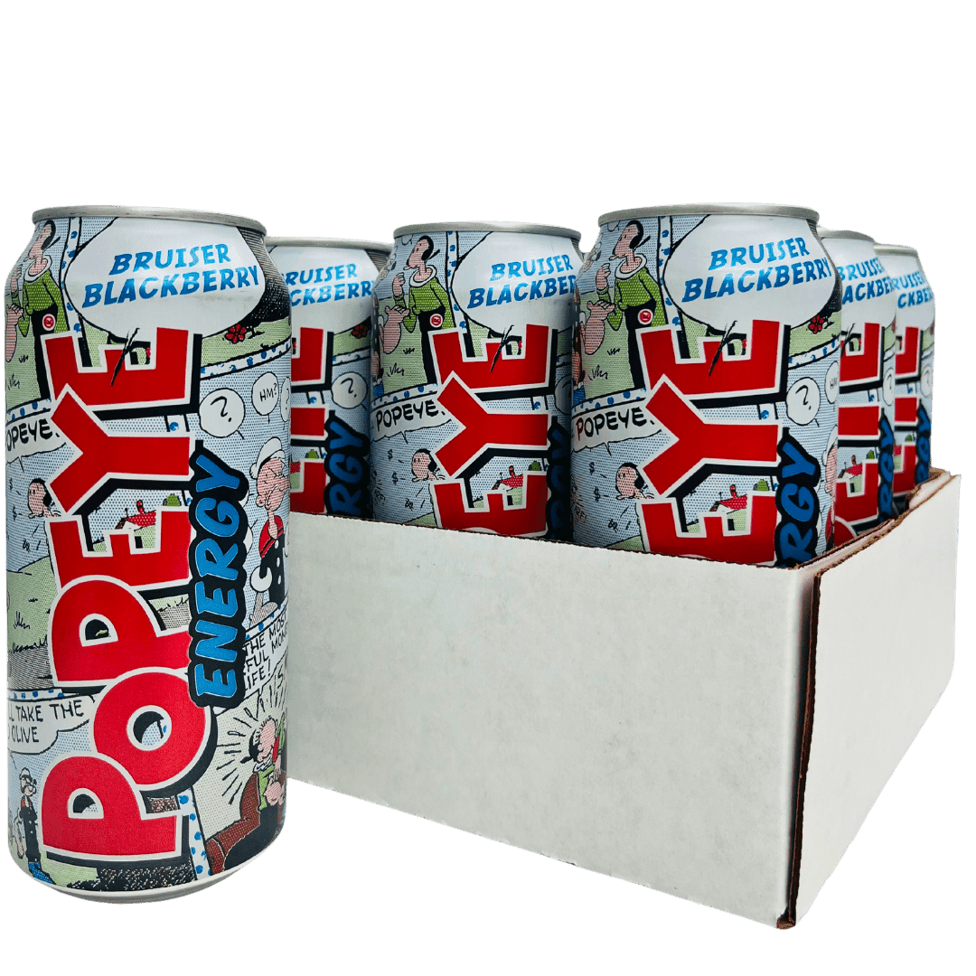 Popeye Energy, Bruiser Blackberry, Energy Drink, 16 fl oz, 12 Pack Cans