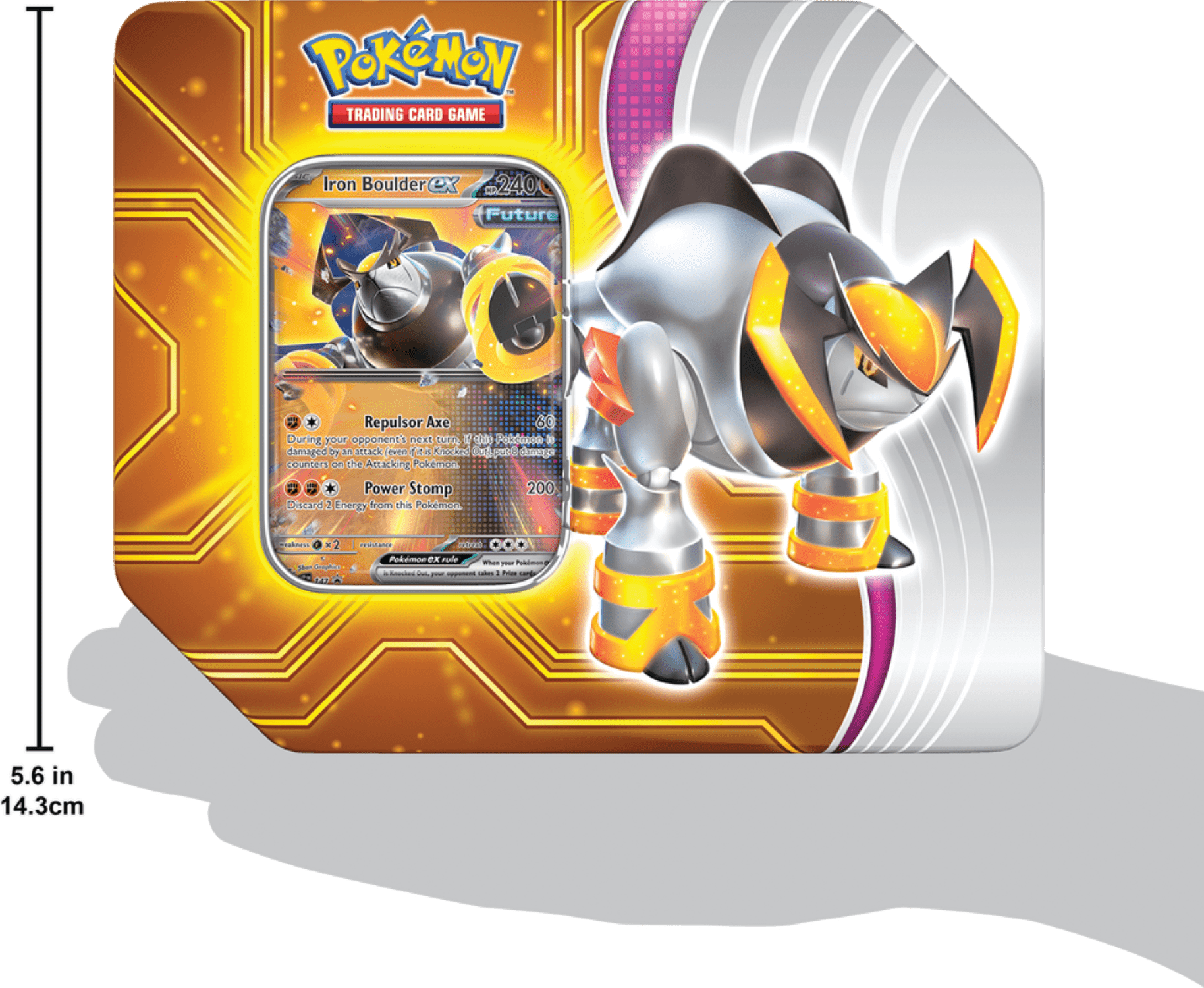 Pokemon Trading Card Games Paradox Destinies Tin - Iron Boulder Ex