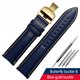 thumbnail image 3 of Correa de reloj de cuero genuino para Breitling Heuer Tudor Seiko Omega para hombres y mujeres, 20 mm, 22 mm, 24 mm, pulsera de reloj marrón y azul, 3 of 5