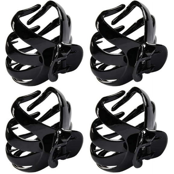 LNGOOR 4 Pieces Large Grip Octopus Clip Spider Hair Claw Hair Claw Clips for Thick Hair (6.5 cm, Brown and Black)