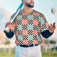 thumbnail image 5 of Vsdgher Colorful Checkered Mens T-Shirts Baseball Vintage Fashionable Lightweight Casual Crew Neck Slim Fit with Long Sleeves-XX-Large, 5 of 7