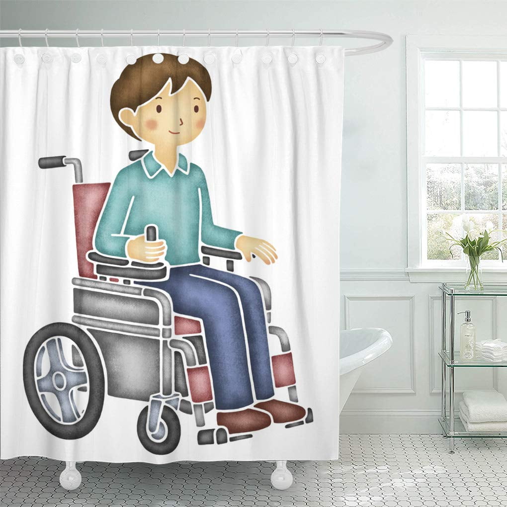 SUTTOM Disease Man on Electric Wheelchair Disabled Handicapped Shower Curtain 60x72 inch
