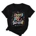 thumbnail image 3 of Youyipin Womens Tops 100 Days Of School Shirt For Women Teacher Graphic T-Shirt Happy 100Th Day Of School Gift Round Neck Short Sleeve Tee Tops Spring Tops For Women, 3 of 5