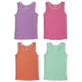 thumbnail image 2 of Girls Ultra Soft 100% Cotton Tagless Tank Undershirts 4-Pack - Assorted - Size 3/4, 2 of 6