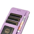 thumbnail image 4 of TOP SHE PU Leather Fashion Embossed Three Cards Folding Folio Case with Cards Holder Pocket Lanyard Anti-Scratch Shockproof Bumper Cover Case For Samsung Galaxy A50,Purple, 4 of 5