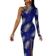 thumbnail image 1 of Unique Peacock Feather Long Dress Female Colorful Print Party Maxi Dress Spring Kawaii Bodycon Dresses Side Split Custom Clothes, 1 of 5