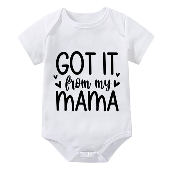 Got It From My Mama Outfits Baby Girl Short Sleeve Neutral Baby Romper White Boys Onesie