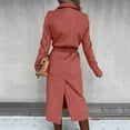 thumbnail image 6 of Luowei Winter Thermal Christmas Coat, Red Long Sleeve Christmas Coat, Women's Faux Wool Coat Blouse Thin Coat Trench Long Jacket Ladies Slim Long Belt Elegant Overcoat Outwear, 3XL, 6 of 7