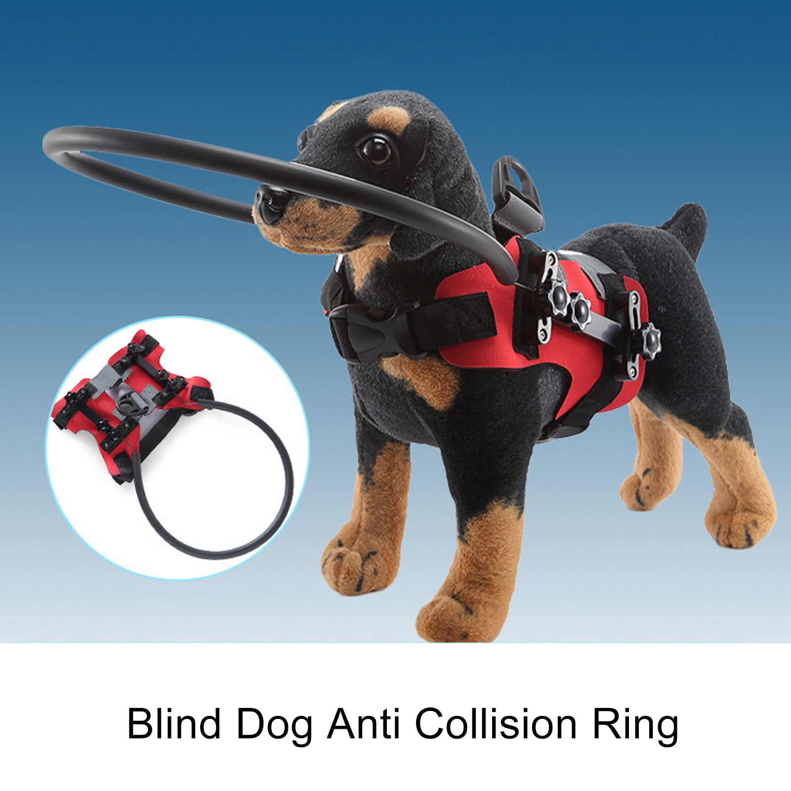 Riousery Ring Harness for Blind Dog Easy Fixation Sturdy Adjustable Blind Dog Ring Bumper Guards for Blind Pets, Protective Vest Ring for Vision Impaired Dogs Cats, Red M (Medium) Size