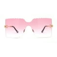 thumbnail image 2 of Womens Wave Beveled Lens Oversize Shield Rimless Fashion Sunglasses Gold Pink, 2 of 4