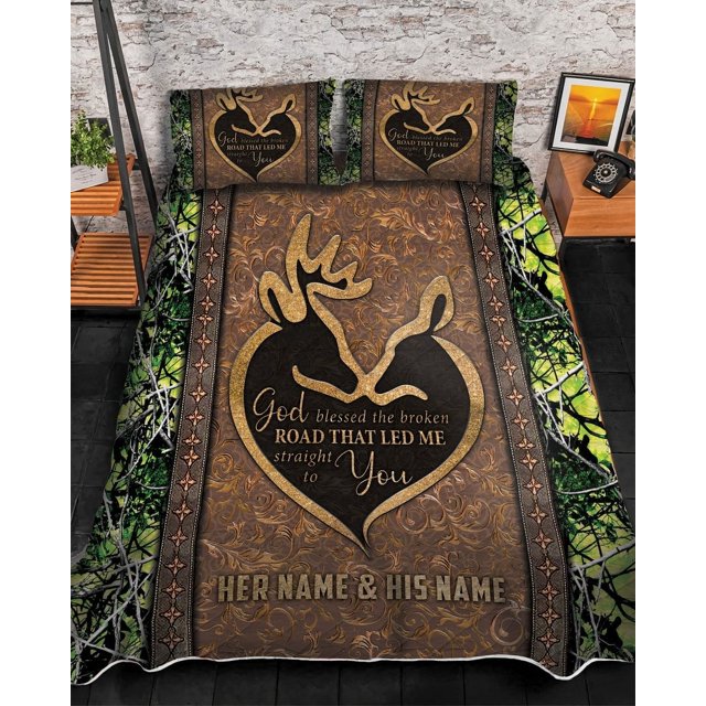 Juego de edredón con estampado de flores y ciervos impreso en 3D