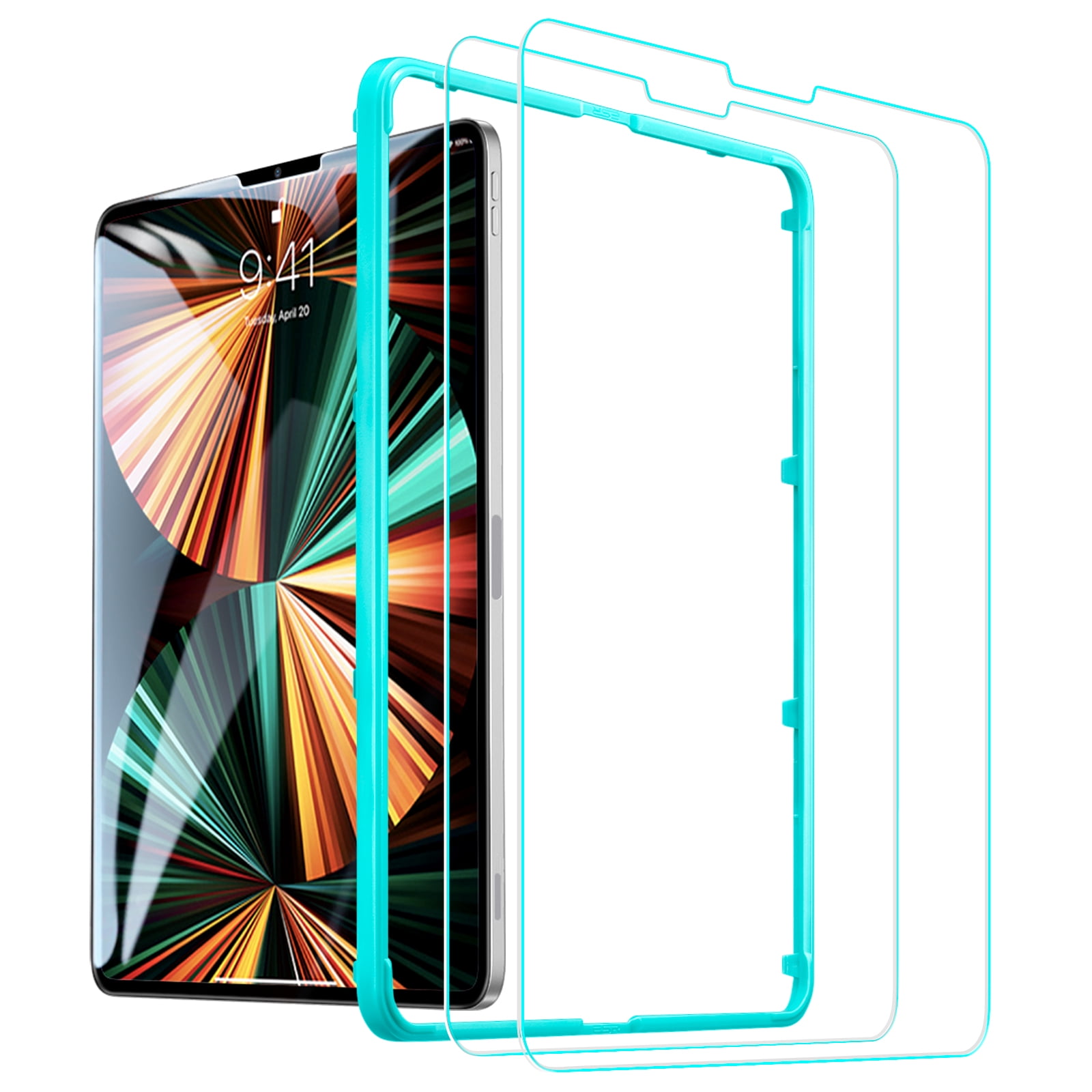 ESR 2 Packs Screen Protector Compatible with iPad Pro 12.9-inch 2021/2020/2018 Model, 5th/4th/3rd Generation Tempered-Glass Flim with self-installation kit
