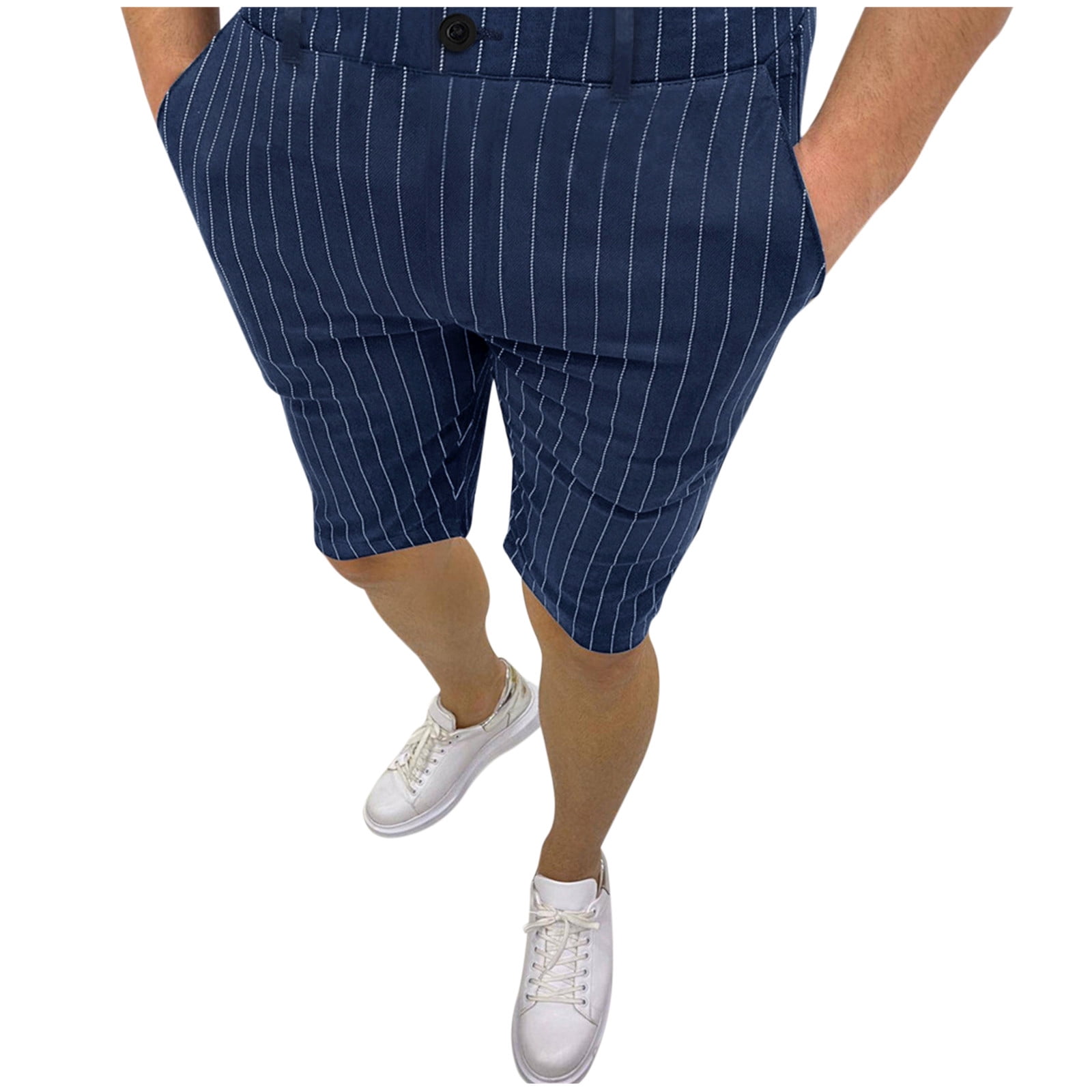 dmqupv Toddler Little Casual Semi Zipper Waist Male Summer Print Slim Fly  Shorts Pocket Striped Man Performance Navy XX-Large