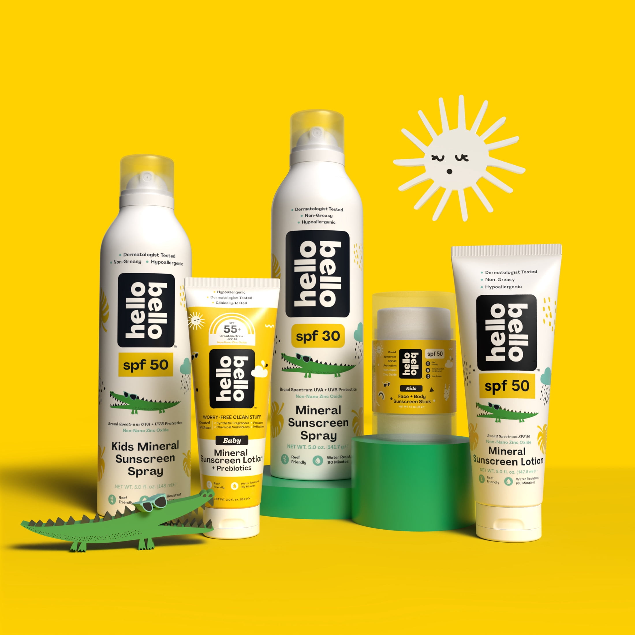 Hello Bello Mineral SPF 50 Sunscreen, Reef-Friendly Spray for Kids and Adults, 5.0 fl oz