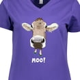 thumbnail image 4 of Inktastic Moo Cute Brown Holstein Cow Women's V-Neck T-Shirt, 4 of 5