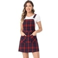 thumbnail image 1 of Unique Bargains Women's Adjustable Strap Plaid Suspender Overall Dress, 1 of 2