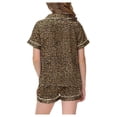 thumbnail image 3 of JAJAHO Girls Leopard Pajamas Set Short Sleeve Button Down 2 Piece Pjs Loungewear Set For Kids 1-14Y, 3 of 7