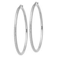 thumbnail image 2 of Real 14kt White Gold Diamond-cut 3mm Round Hoop Earrings; for Adults and Teens; for Women and Men, 2 of 3