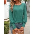 thumbnail image 4 of Camisas de Larga con Cuello Redondo para Mujer, Blusas de Otoño, Sudaderas Elegantes de Moda con Leggings Verde M, 4 of 10