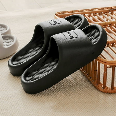 

Krdevn Cloud Slides For Women And Men Soft Cloud Slippers Slides Easy Clean Thick Sole Non Pillow Slippers -Black 44