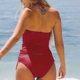thumbnail image 4 of Women's Bikini Set Backless Solid Color Two Piece Swimsuit with Removable Bra Pads No Underwire for Beach Vacation,Wine,XL, 4 of 5