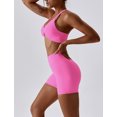 thumbnail image 5 of IBTOM CASTLE Workout Sets for Women 2 Piece Twist Front Halter Sports Bras High Waist Biker Shorts Exercise Gym Yoga Outfit Pink, 5 of 7