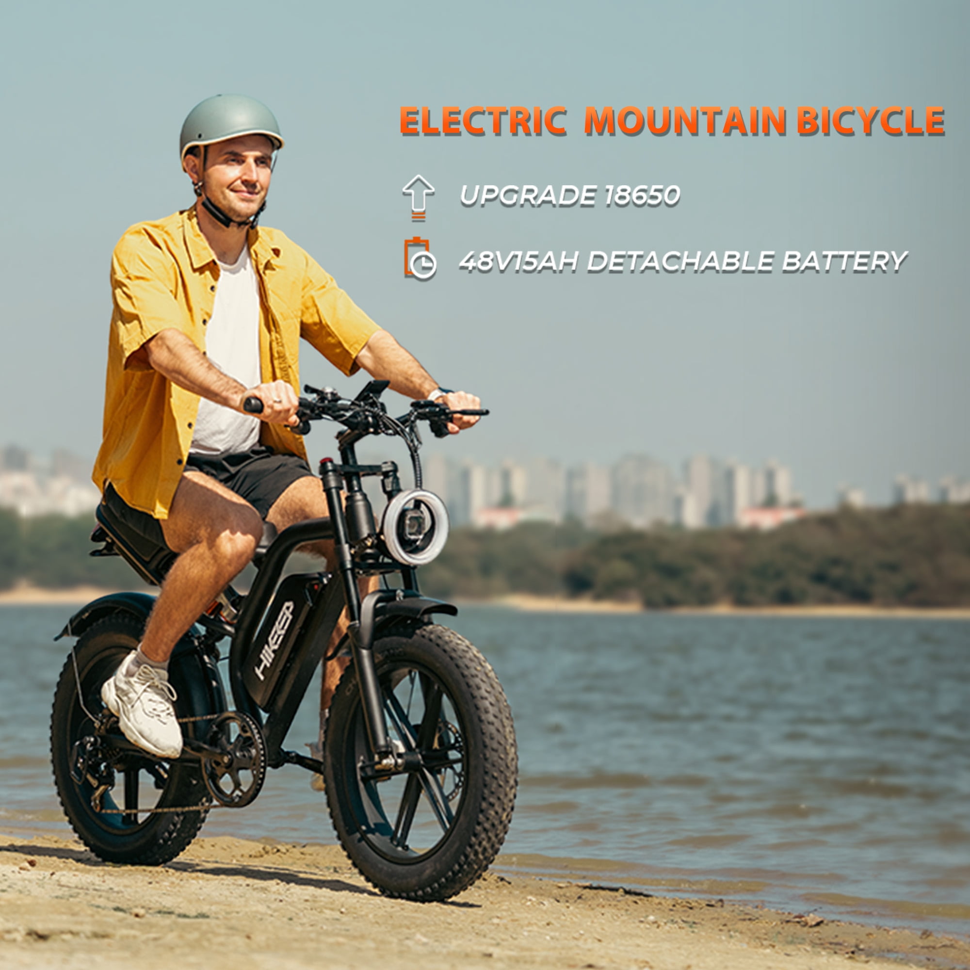 HiKeep 1500W Peak Electric Bike for Adults, 20"x4.0" Fat Tire E-Bike, 48V 15.6Ah Battery, 32MPH, Shimano 7-Speed, E-Mountain Bicycle UL2849