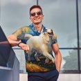 thumbnail image 4 of Rateoe Vintage Starry Sky Labrador Pattern Men's Short Sleeve Polo Shirts, Golf Polo Shirts Short Sleeve Performance Moisture Wicking Dry-Small, 4 of 6
