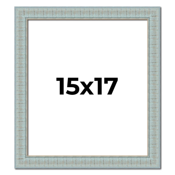 15x17 Frame Blue Teal Distressed Solid Wood Picture Frame | 1.625 Inch Moulding Width | Sonoma Blue