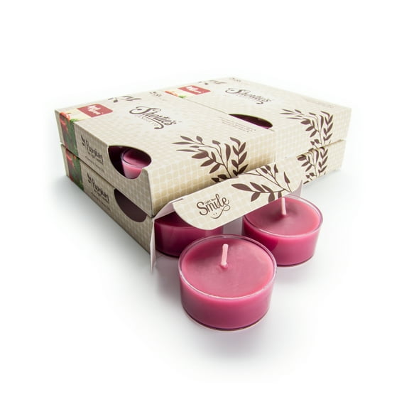 Apple Afternoon Tealight Candles Bulk Pack - 24 Dark Red Premium Scented Tea Lights - Natural Oils - Shortie's Candle Company