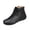 Black, variant on Puntoco Women's Round Toe Lace-Up Ankle Boots, Side Zipper Flat Thick Sole Casual Short Booties for Daily Brown 9