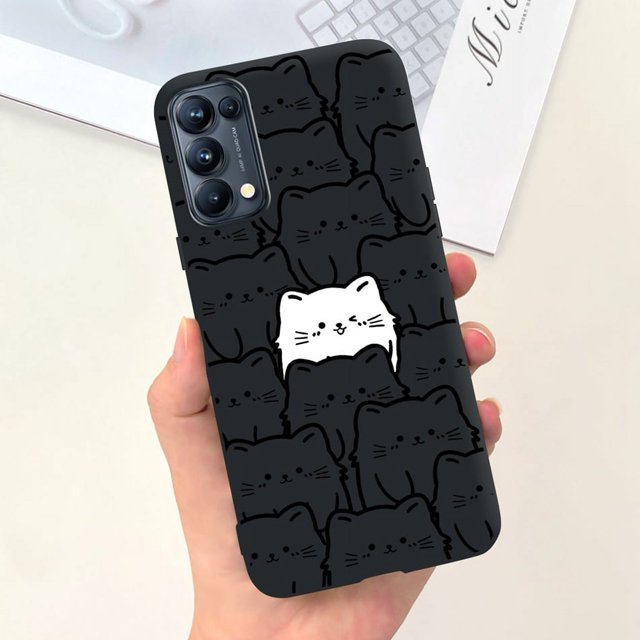 For OPPO Reno5 Pro 5G 4G Reno5 Phone Case Reno 5 5Pro CPH2201 CPH2145 Cute Cat Cartoon Candy Color Soft Silicone TPU Back Cover 11 Reno5 5G