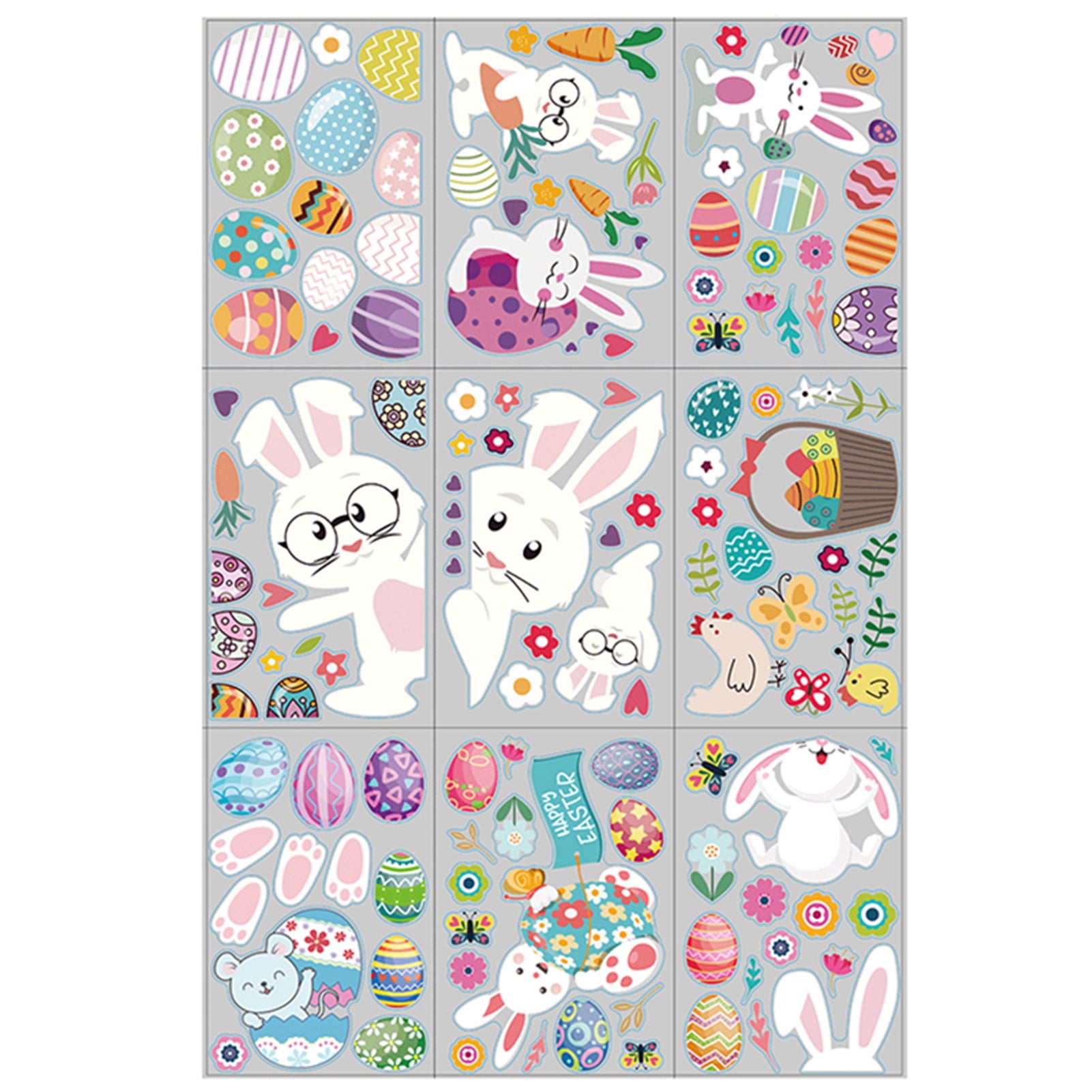 Scrapbook Rabbit Sticker Rabbit & Cat Stickers Vintage Dull Old Kitten Bunny Flower Cup Animal ...