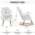 thumbnail image 2 of EBQOSK Fabric Upholstered Nursery Rocking Glider Chair Modern Accent Armchair Padded Seat with High Backrest and Pillow for Living Room Bedroom Ivory, 2 of 7