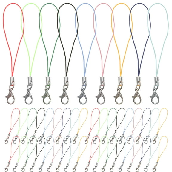 PartyKindom 100Pcs Assorted Color Cell Phone Charm Straps with Lobster Clasp for Decoration