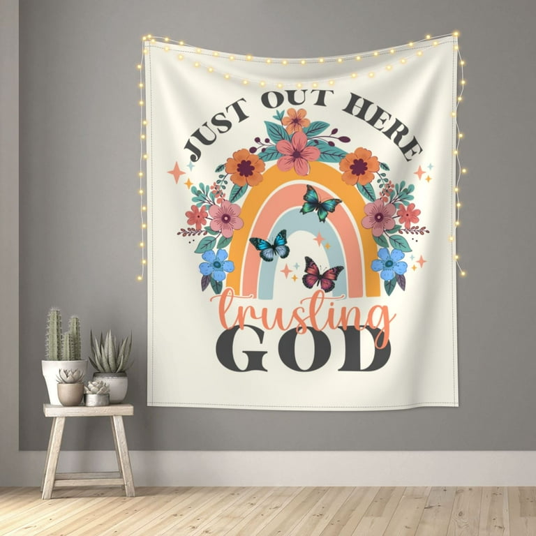 VIVACITE Christian Wall Art Wall Tapestry for Bedroom Aesthetic Christian Gifts for Women Faith Christian Decor Bible Verse Wall Art Serenity Prayer Scripture Wall Art Trusting God 60x51in Walmart