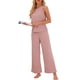 thumbnail image 4 of Conjunto de pijama de tank top para mujer INSPIRE CHIC, pantalones de pierna ancha de punto waffle, conjunto de 2 piezas, XS, rosa, 4 of 5