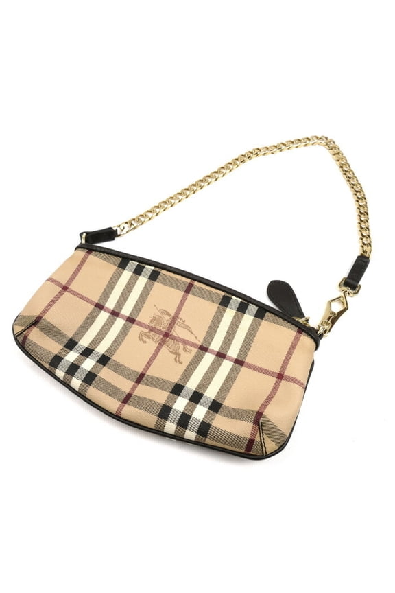 Pre-Owned BURBERRY Check Pouch, Beige, 3882027, Women's (Good)