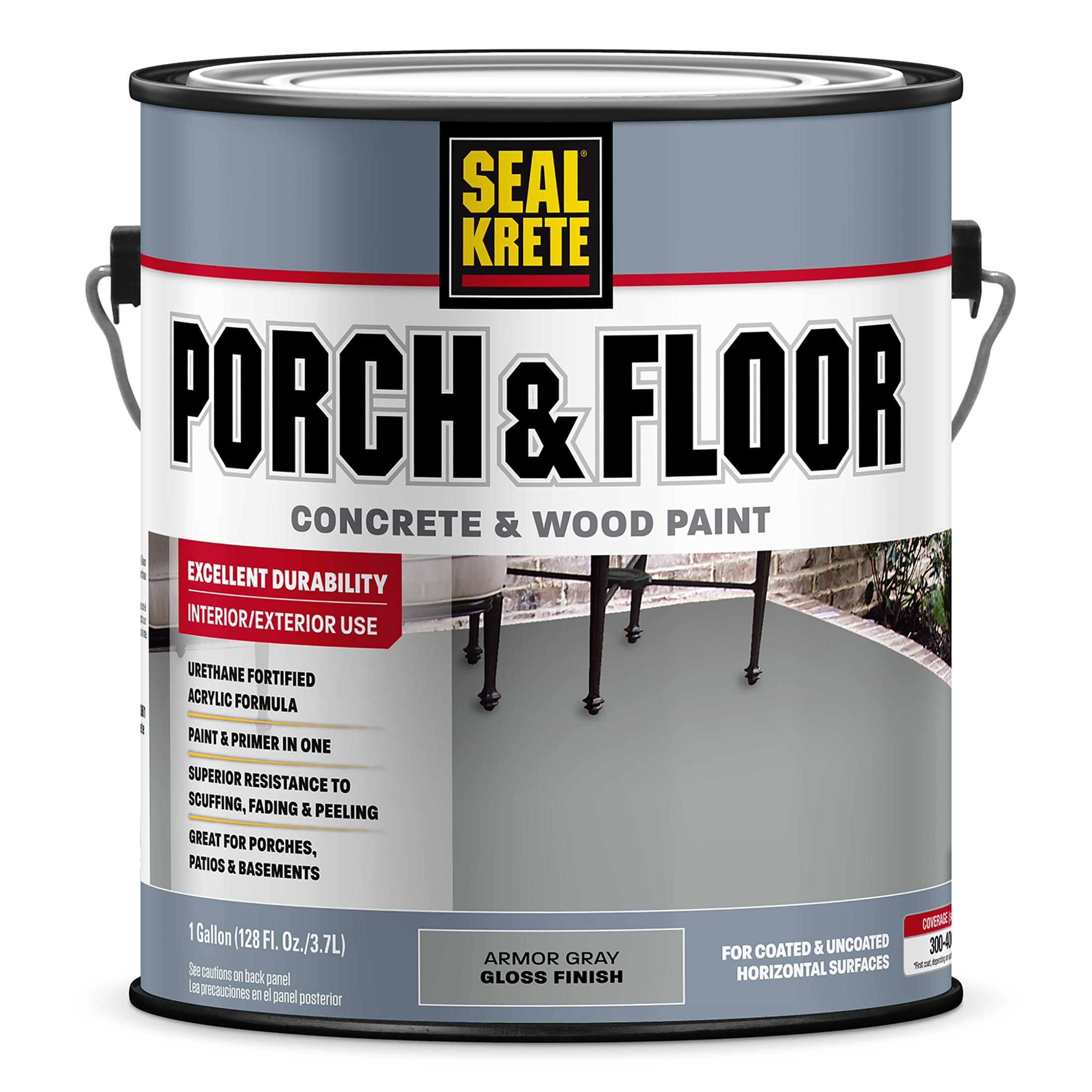 4 Pack, Armor Gray, Seal-Krete Gloss Porch & Floor, 384334- Gallon